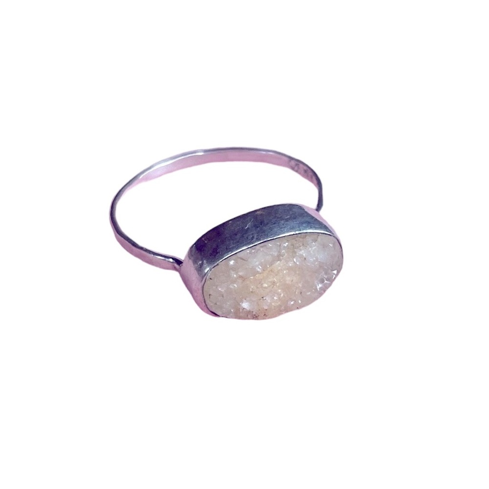 Melissa Joy Manning .925 Sterling Silver Beautiful White Druzy Ring